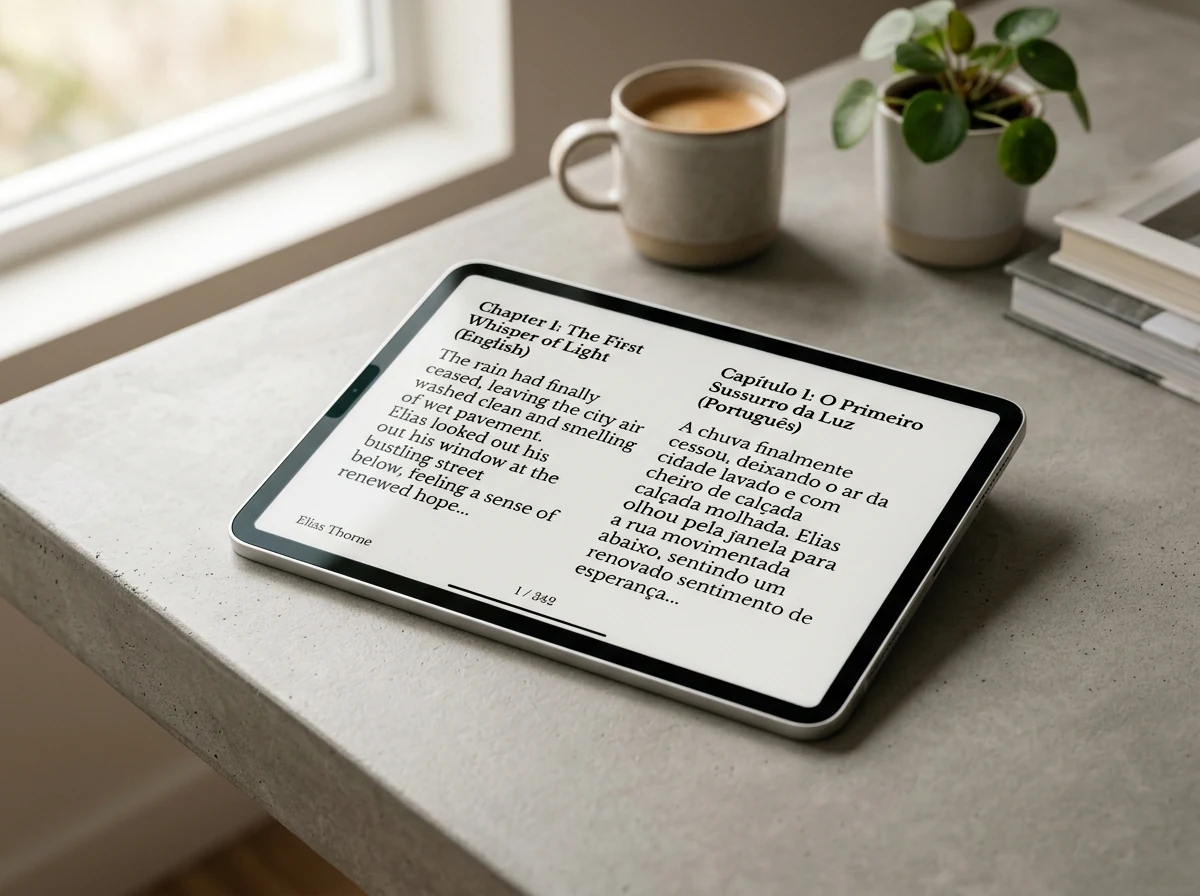 Tablet mostrando a visualização do eBook